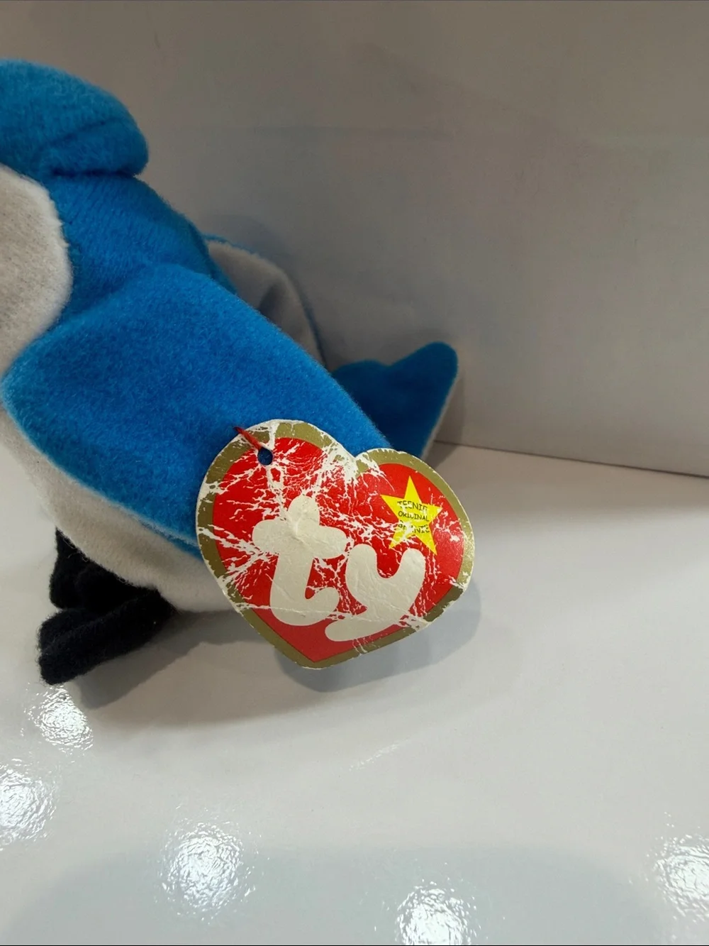 Valuable Ty Blue White and Black Plush Parrot Toy